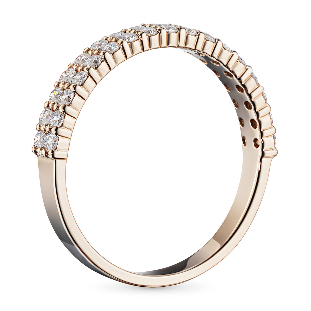 14K Rose Gold Ring with Natural Diamonds
