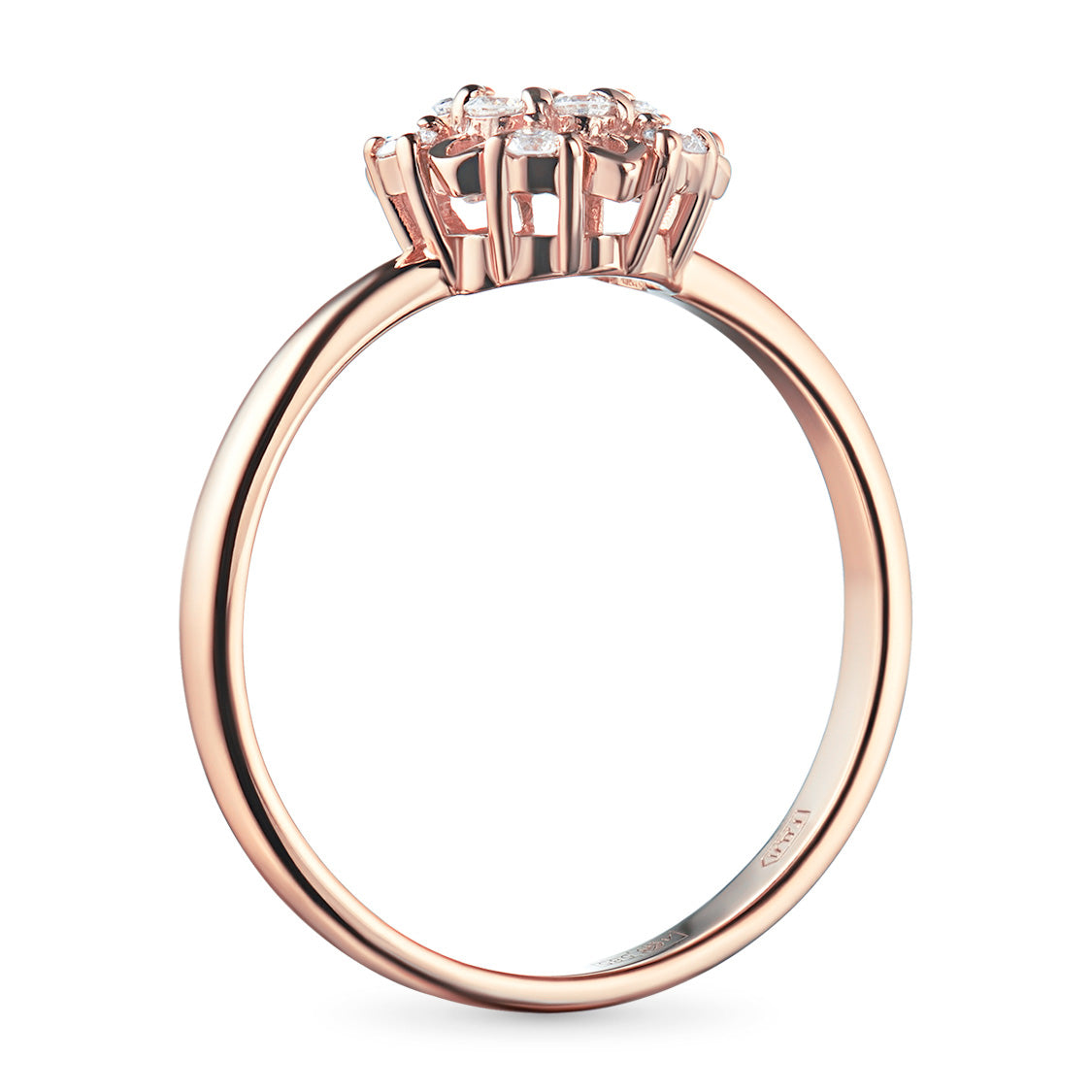 14K Rose Gold Ring with Natural Diamonds