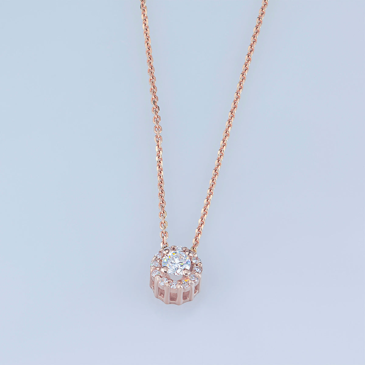 14K Rose Gold Pendant with Natural Diamonds
