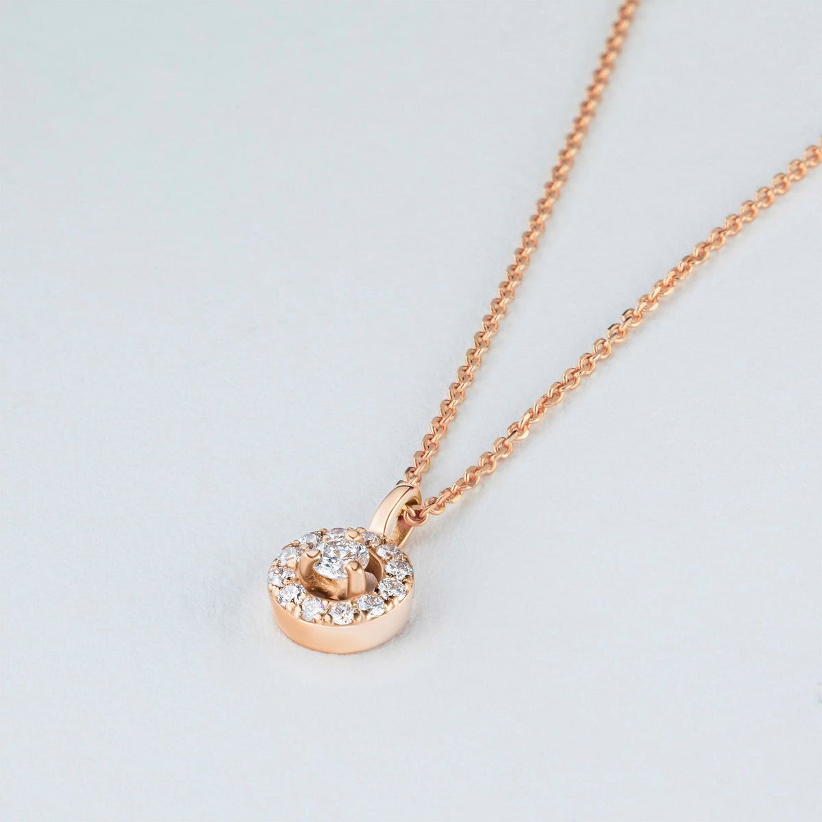 14K Rose Gold Pendant with Natural Diamonds