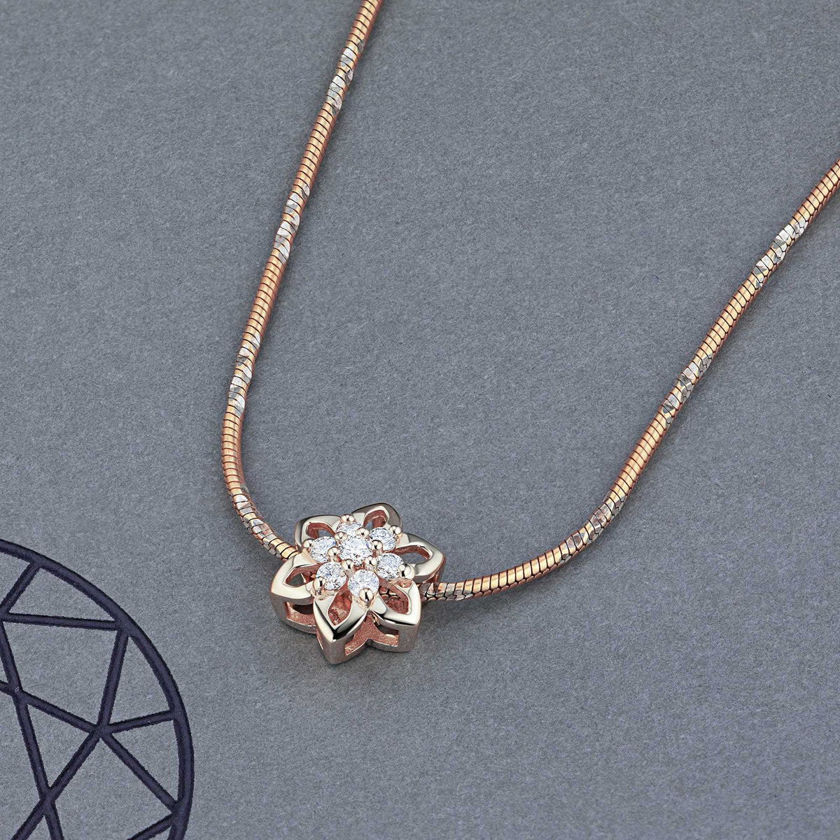 14K Rose Gold Pendant with Natural Diamonds