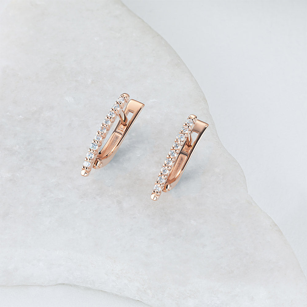 14K Rose Gold Earrings with Natural Diamonds