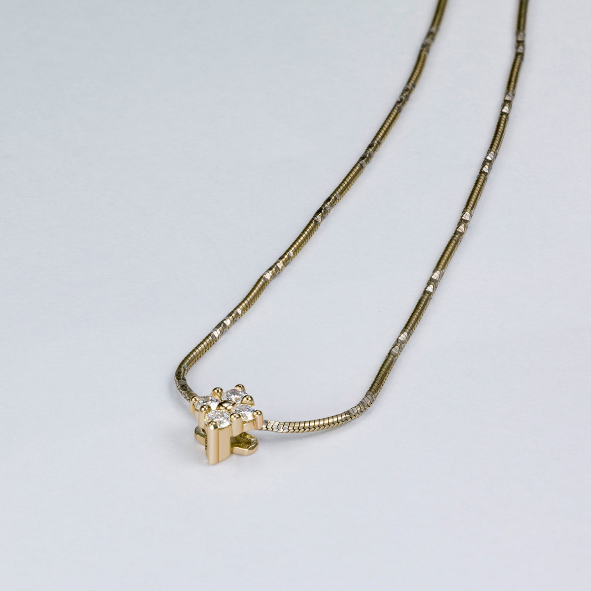 14K Yellow Gold Pendant with Natural Diamonds