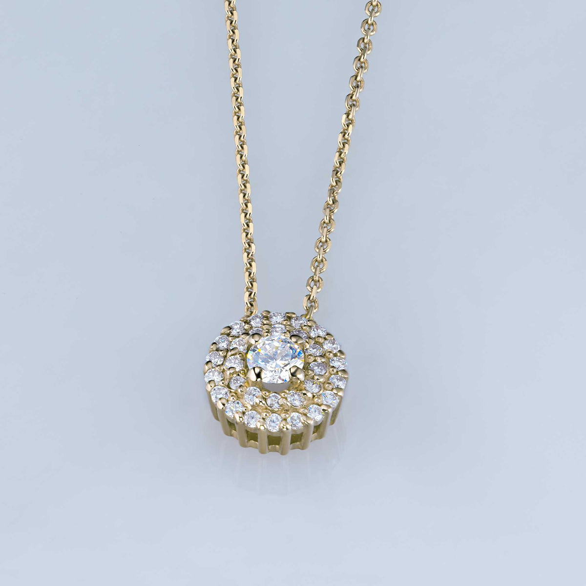 14K Yellow Gold Pendant with Natural Diamonds