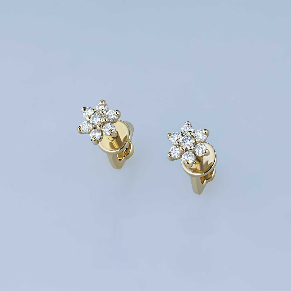 14K Yellow Gold Earring Studs with Natural Diamonds
