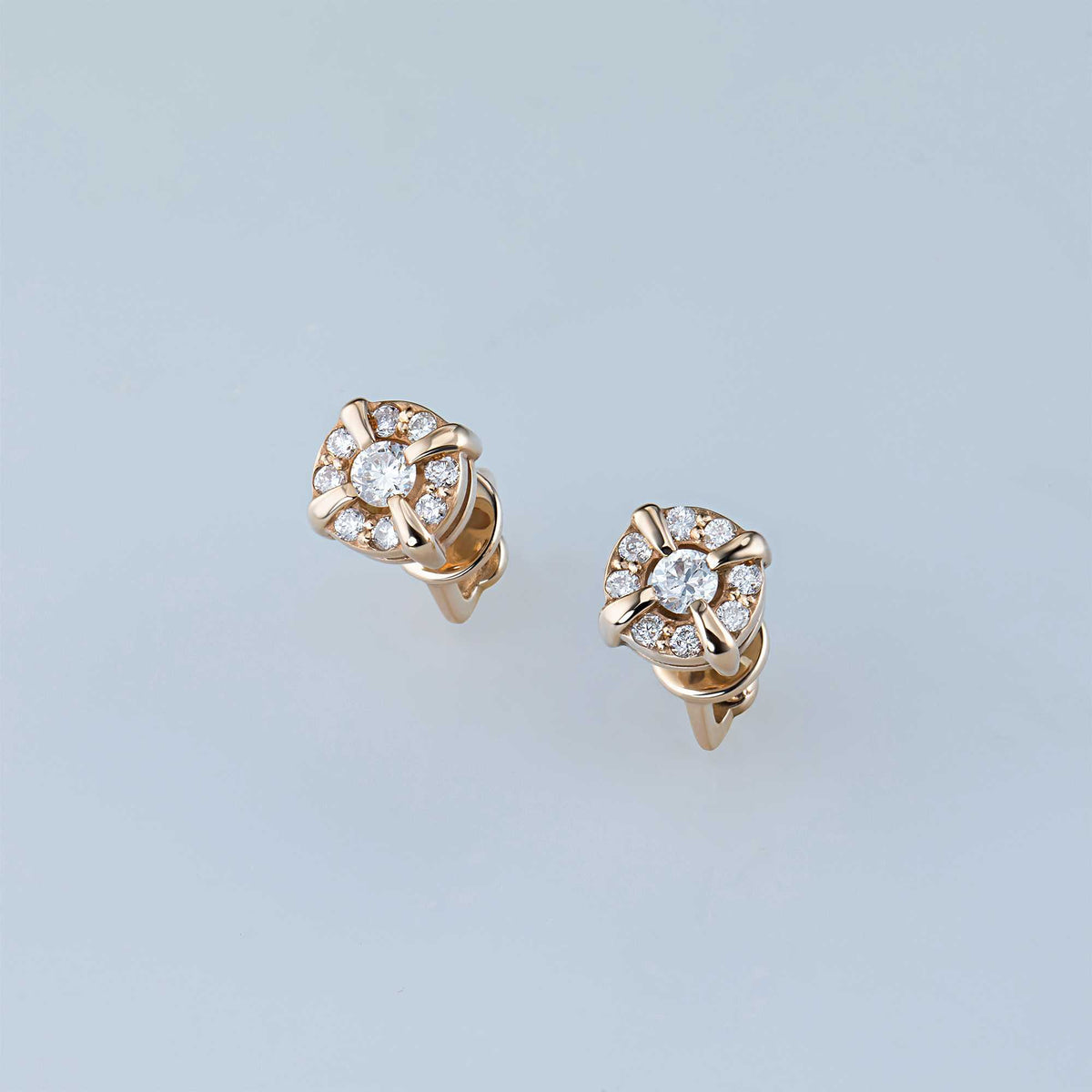 14K Yellow Gold Earring Studs with Natural Diamonds