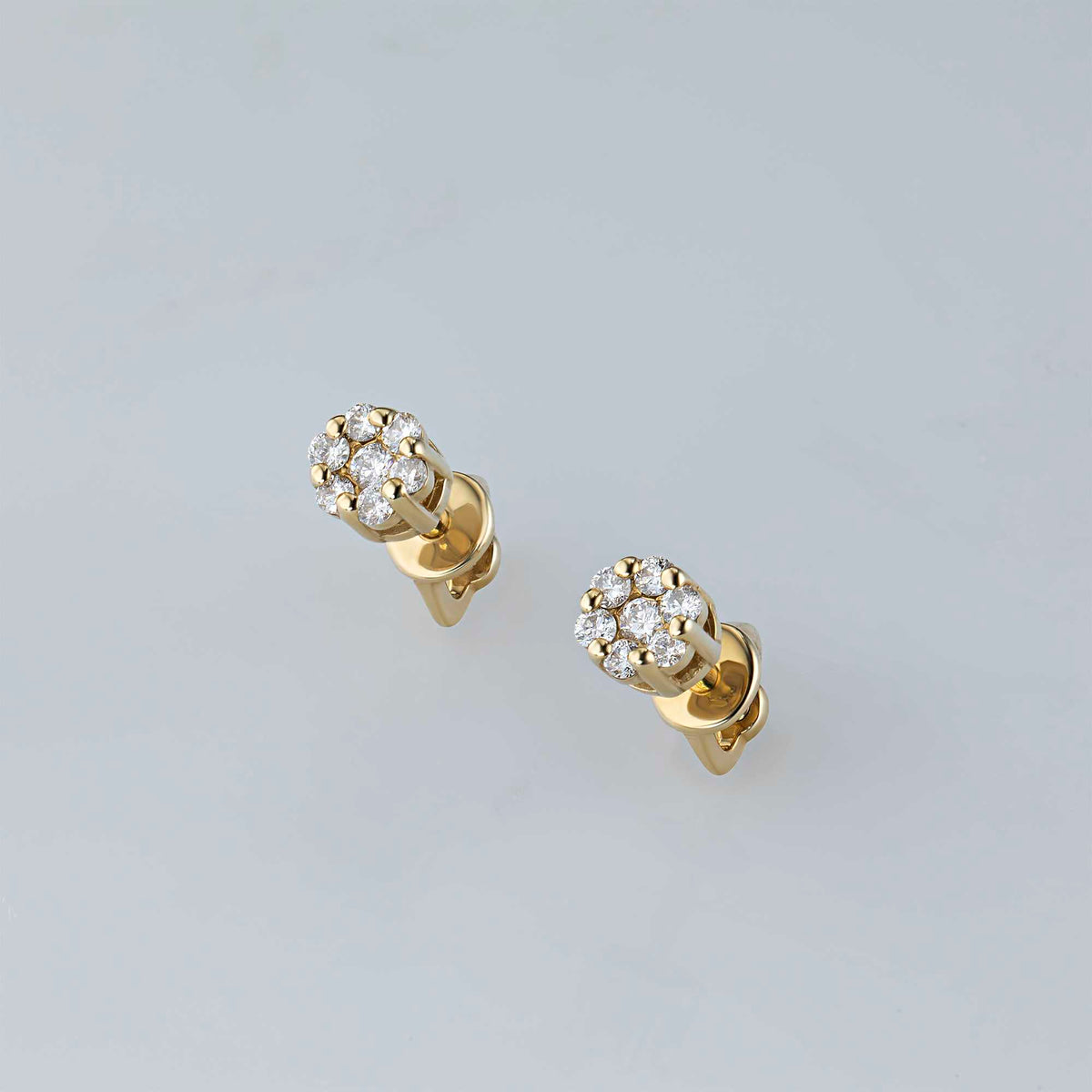 14K Yellow Gold Earring Studs with Natural Diamonds