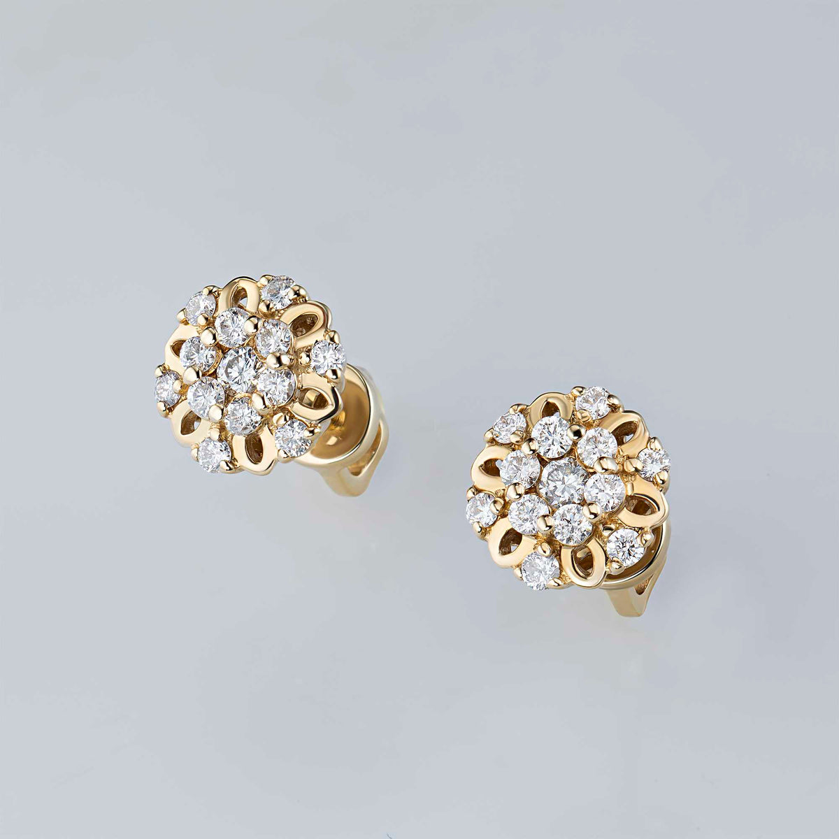 14K Yellow Gold Earring Studs with Natural Diamonds