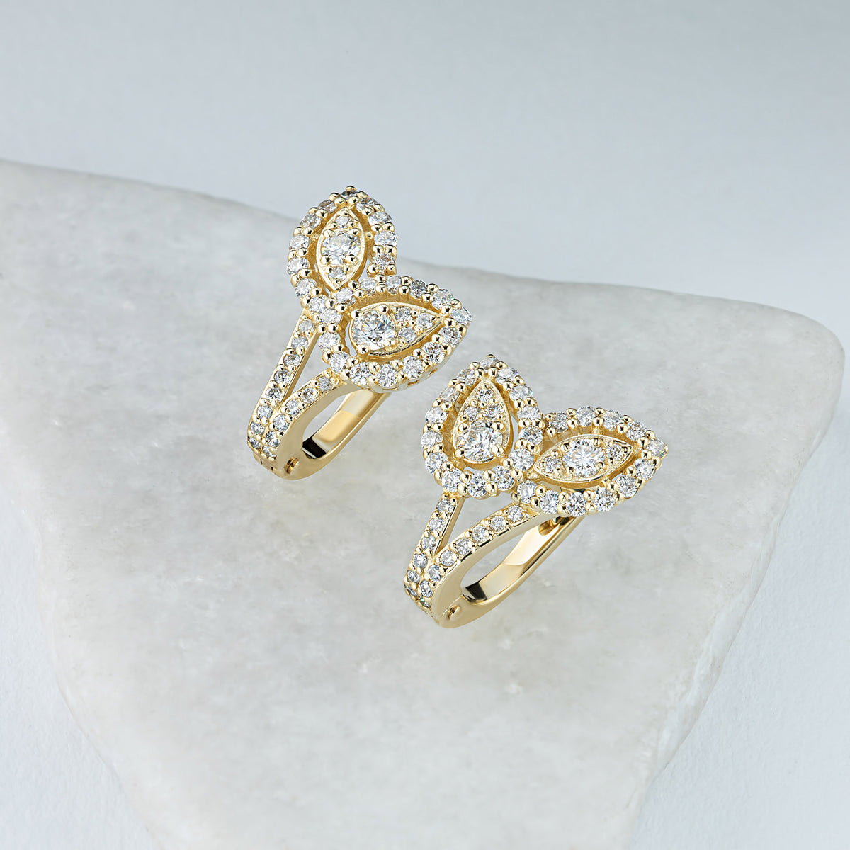 14K Yellow Gold Earrings with Natural Diamonds