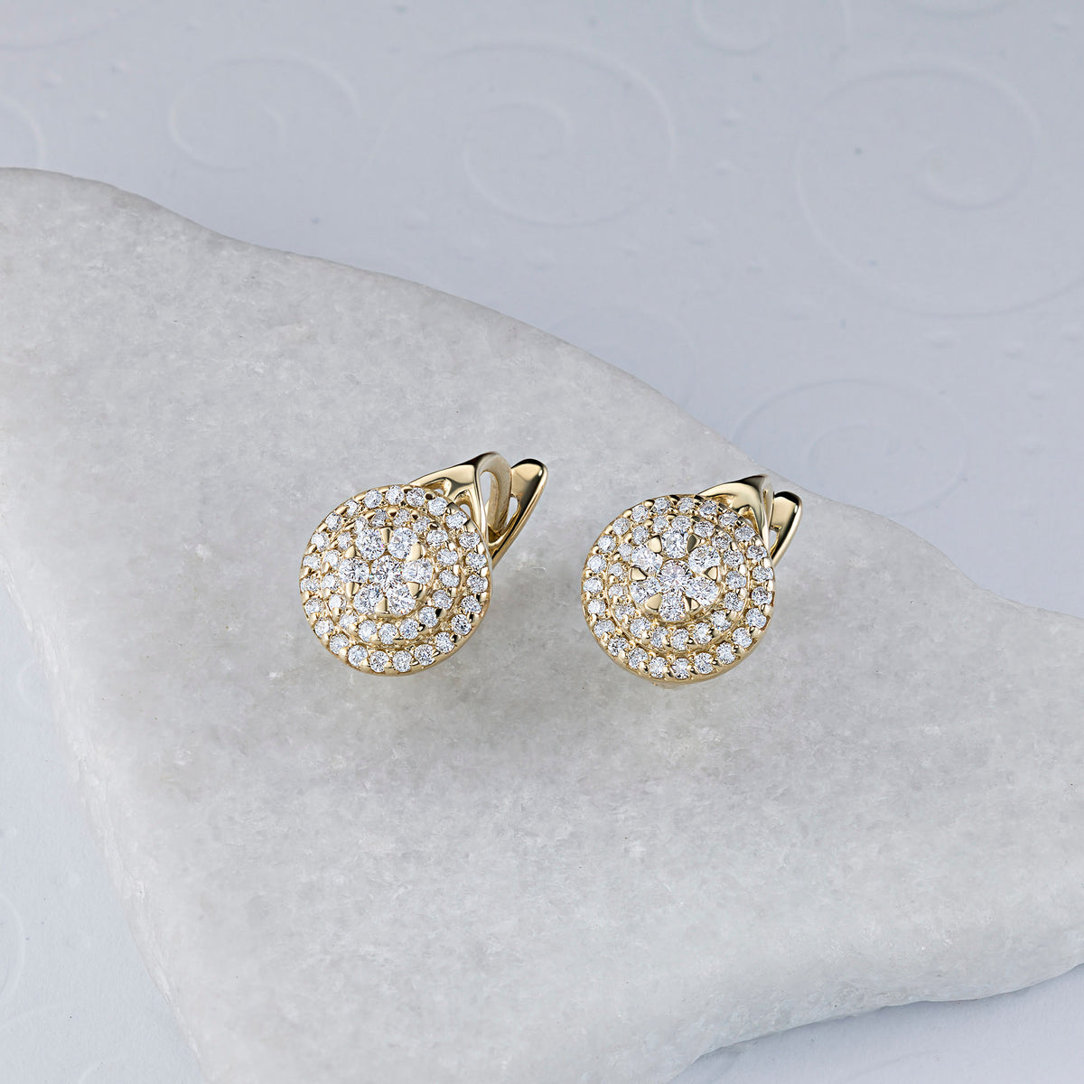 14K Yellow Gold Earrings with Natural Diamonds