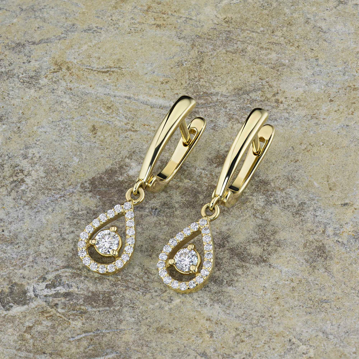 14K Yellow Gold Earrings with Natural Diamonds