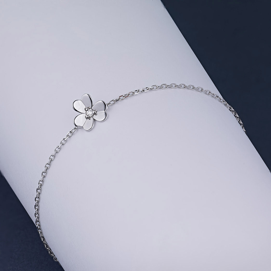 Sterling Silver Bracelet with Natural Diamonds