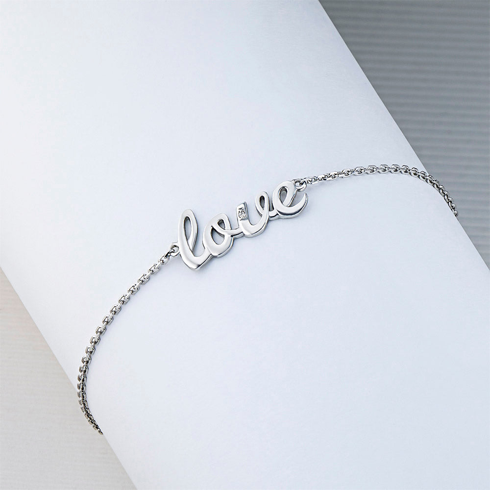 Sterling Silver Bracelet with Natural Diamonds