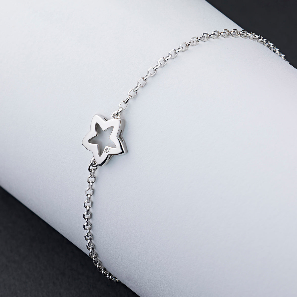 Sterling Silver Bracelet with Natural Diamonds