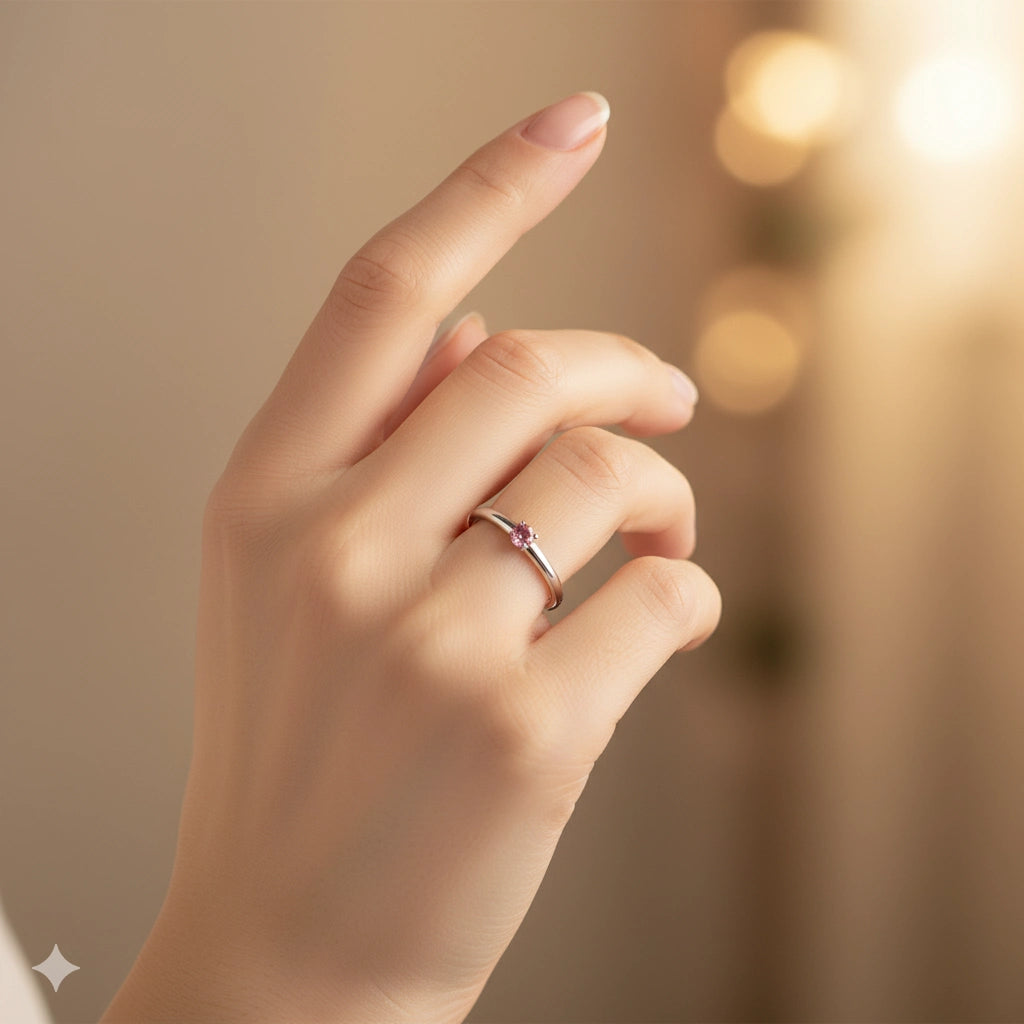 Sterling Silver Ring with Garnet