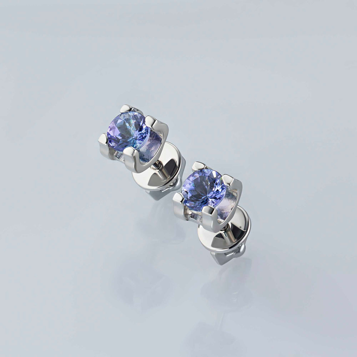 Sterling Silver Earring Studs with Tanzanite