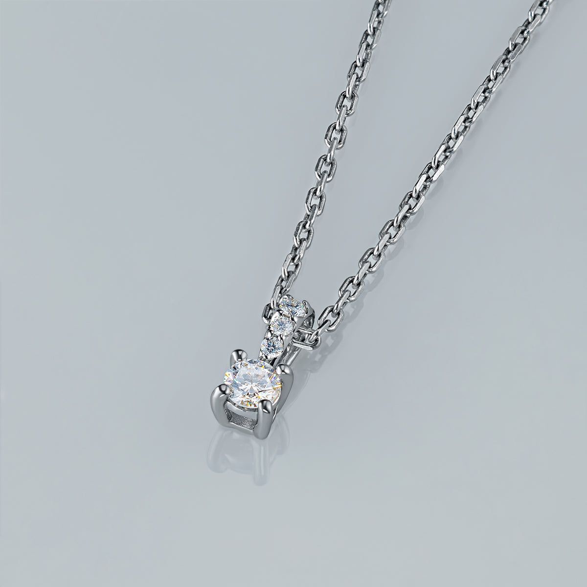14K White Gold Pendant with Natural Diamonds
