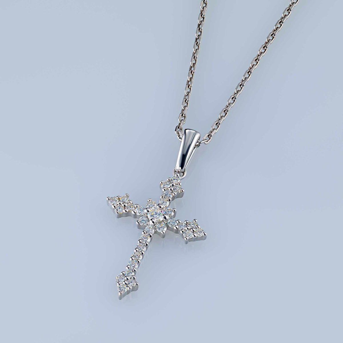 14K White Gold Pendant with Natural Diamonds