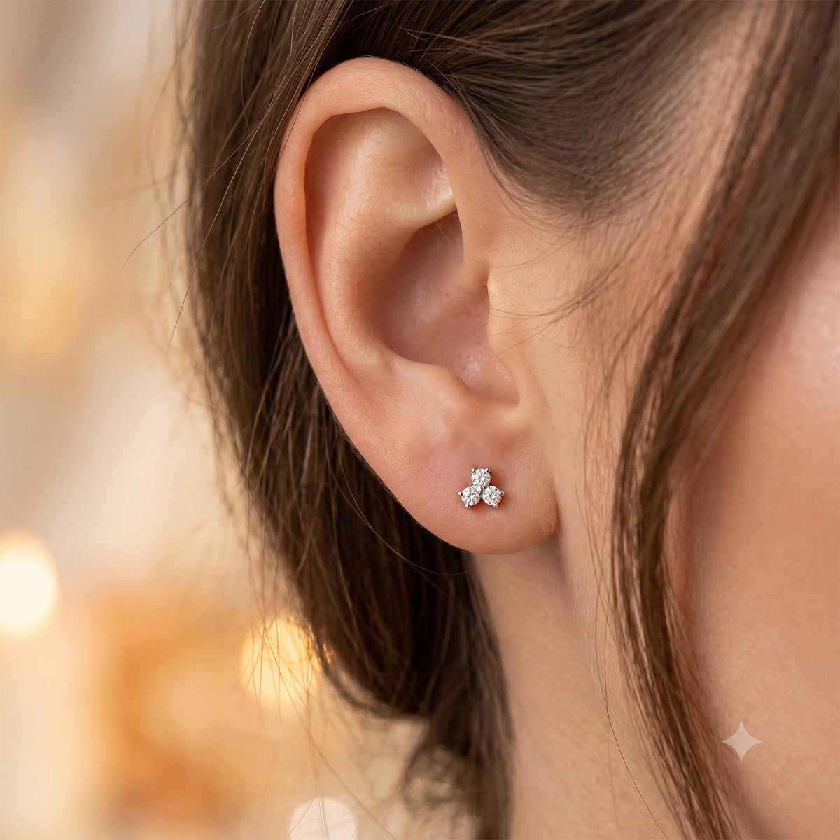 14K White Gold Earring Studs with Natural Diamonds
