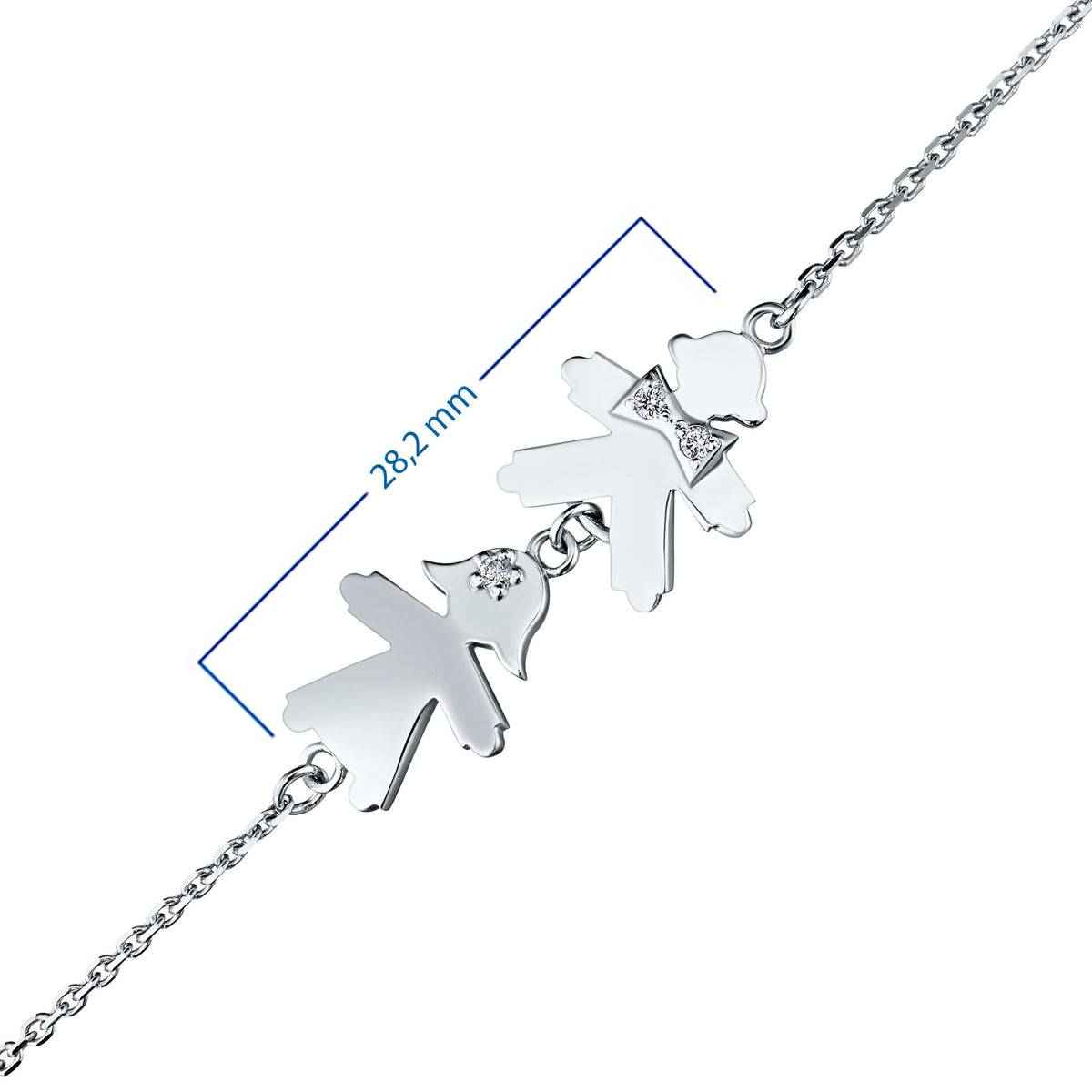 14K White Gold Bracelet with Natural Diamonds