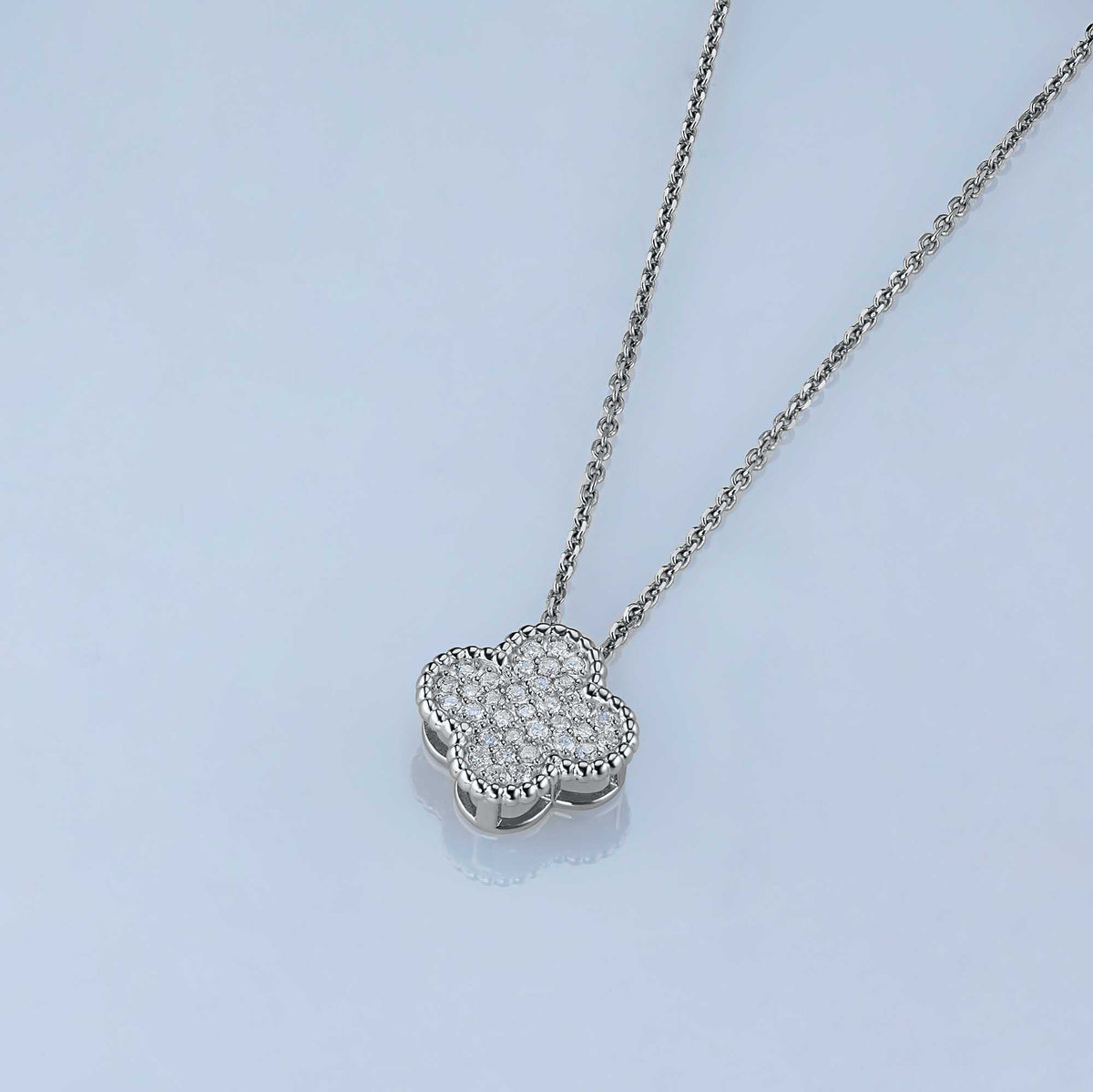 14K White Gold Pendant with Natural Diamonds
