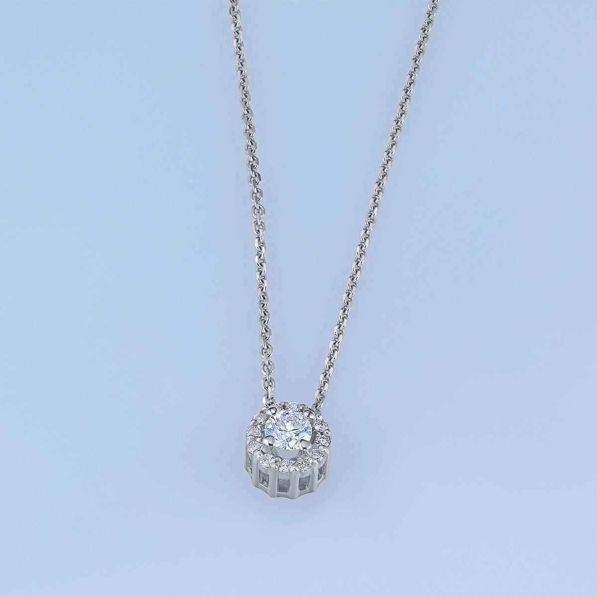 14K White Gold Pendant with Natural Diamonds