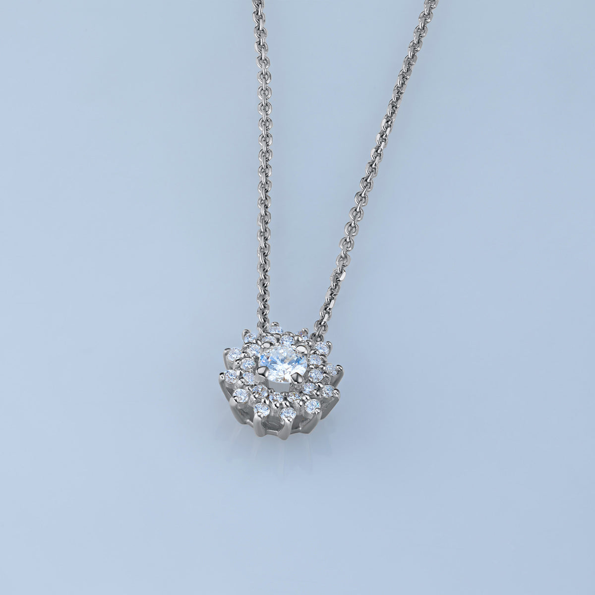 14K White Gold Pendant with Natural Diamonds