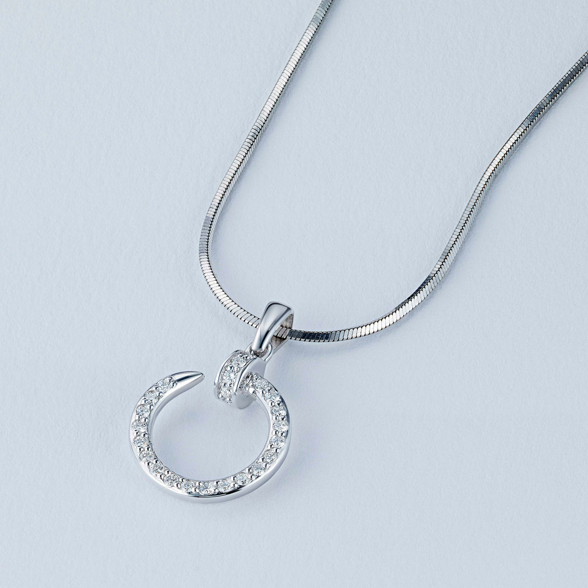 14K White Gold Pendant with Natural Diamonds