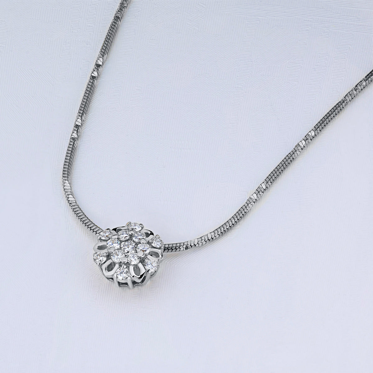 14K White Gold Pendant with Natural Diamonds