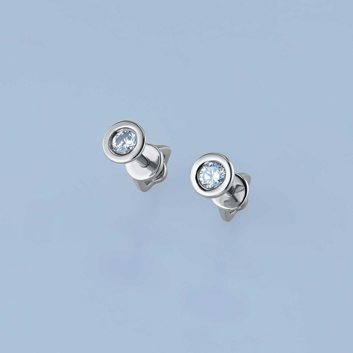 14K White Gold Earring Studs with Natural Diamonds