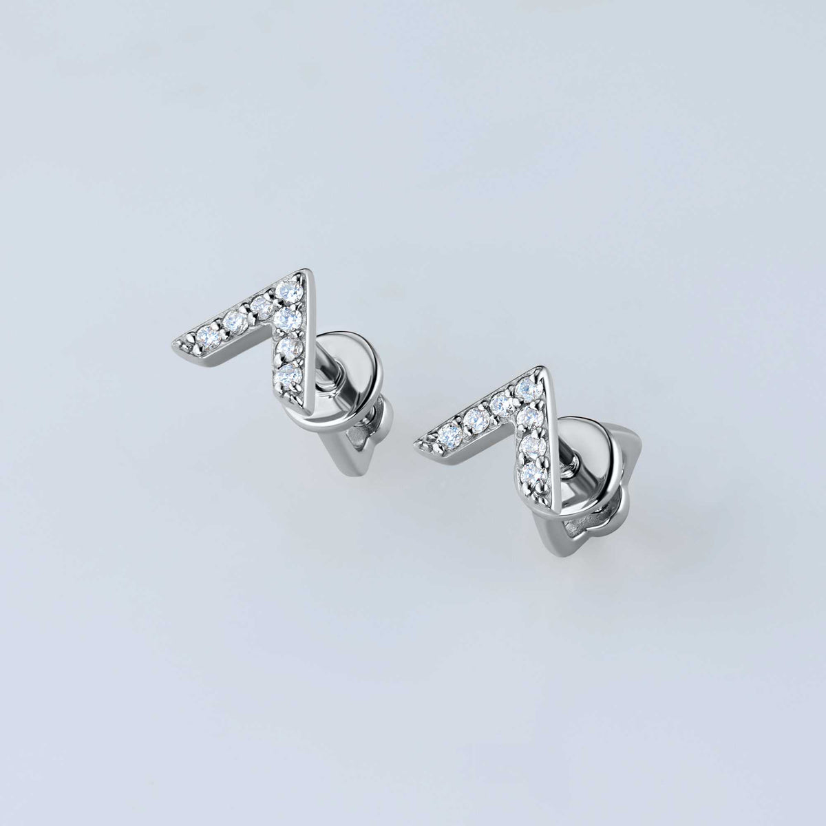 14K White Gold Earring Studs with Natural Diamonds