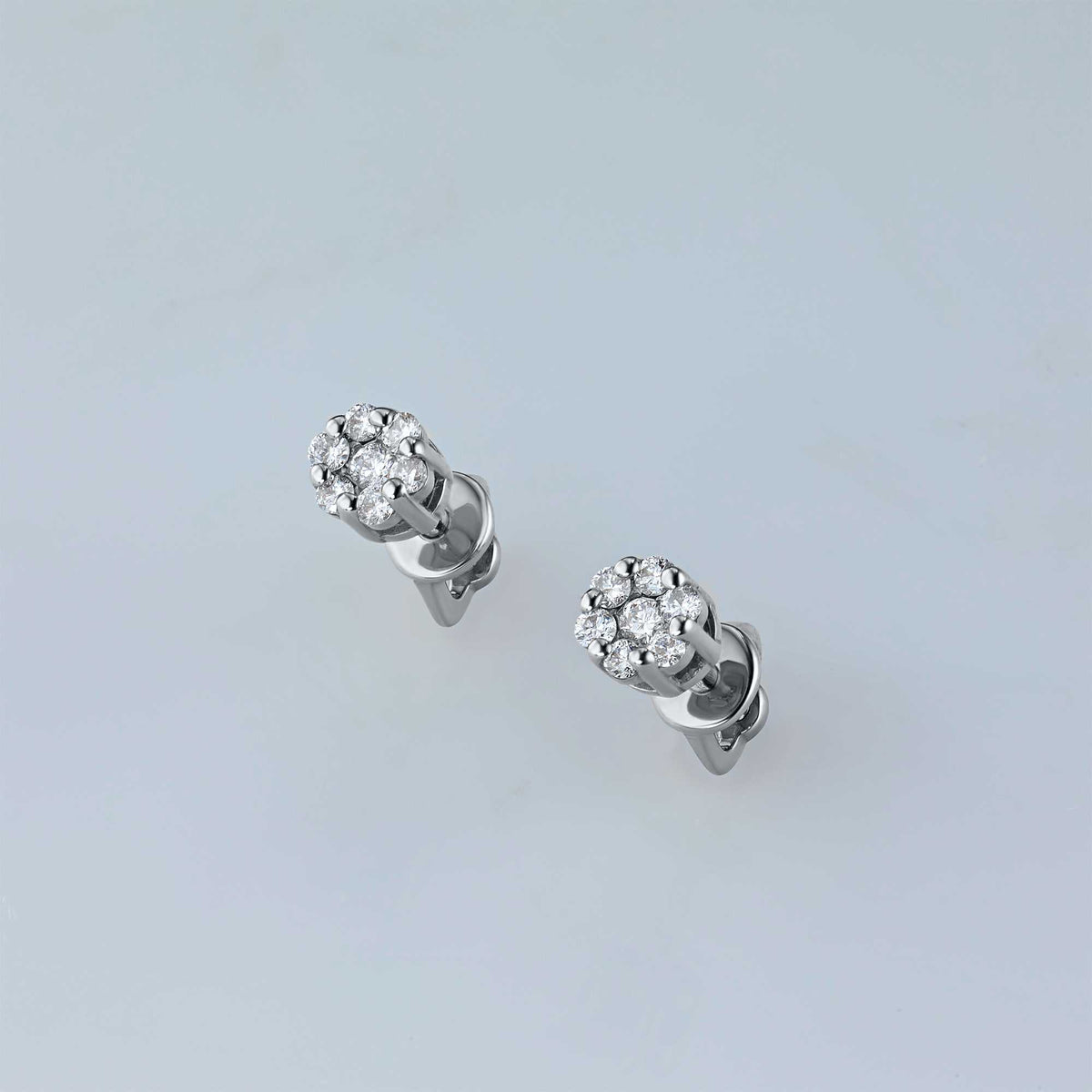 14K White Gold Earring Studs with Natural Diamonds