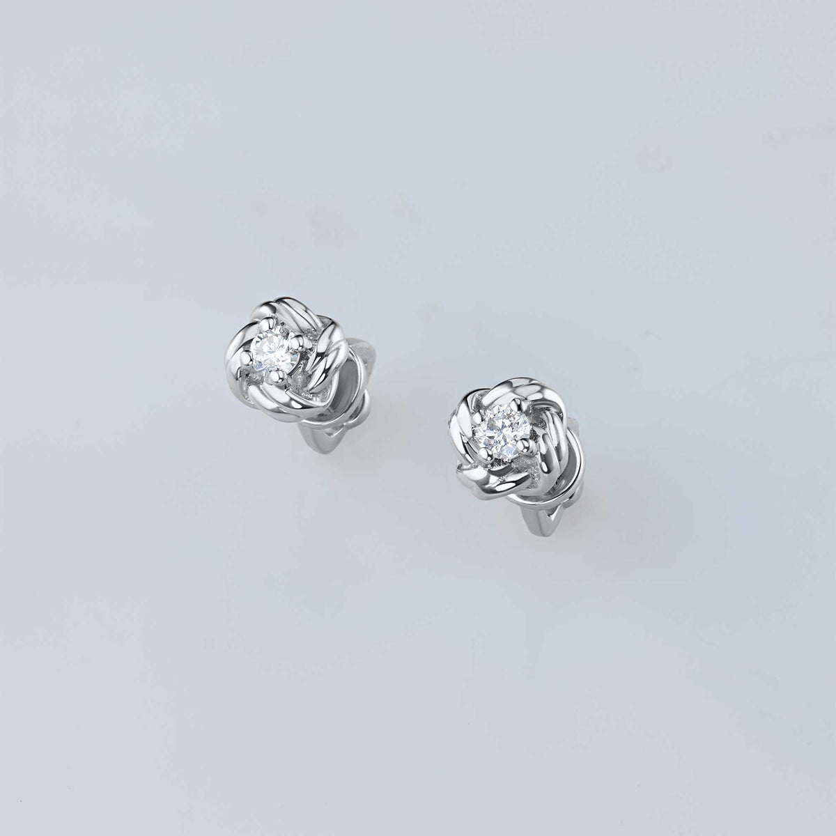 14K White Gold Earring Studs with Natural Diamonds