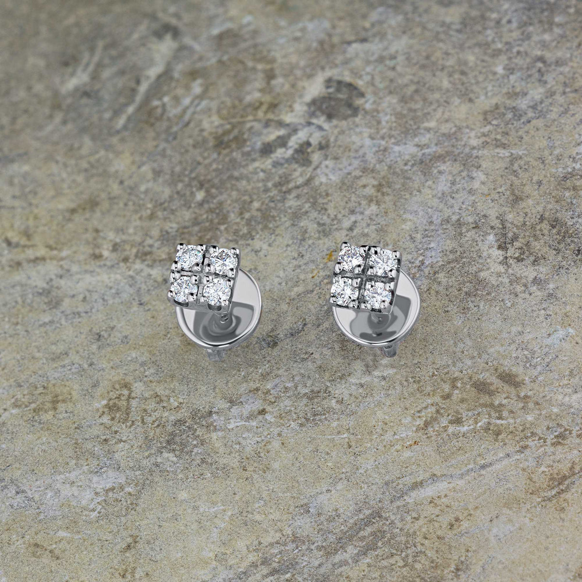 14K White Gold Earring Studs with Natural Diamonds