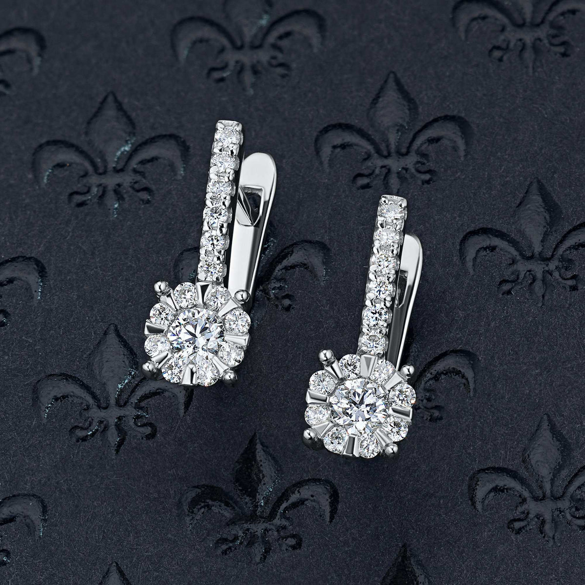 14K White Gold Earrings with Natural Diamonds