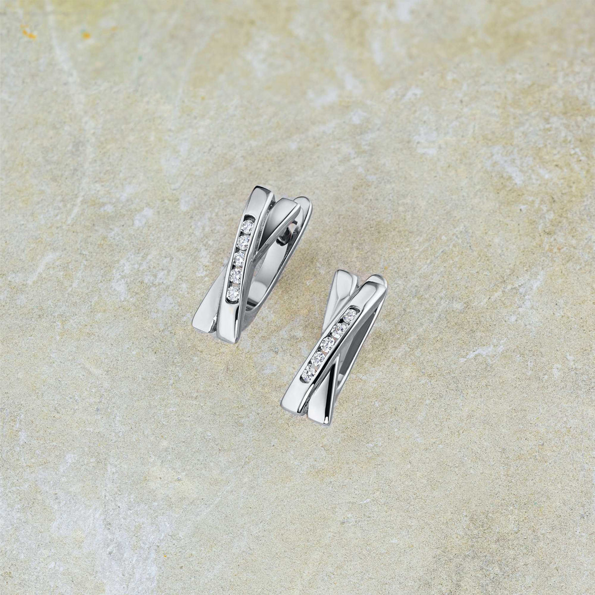 14K White Gold Earrings with Natural Diamonds