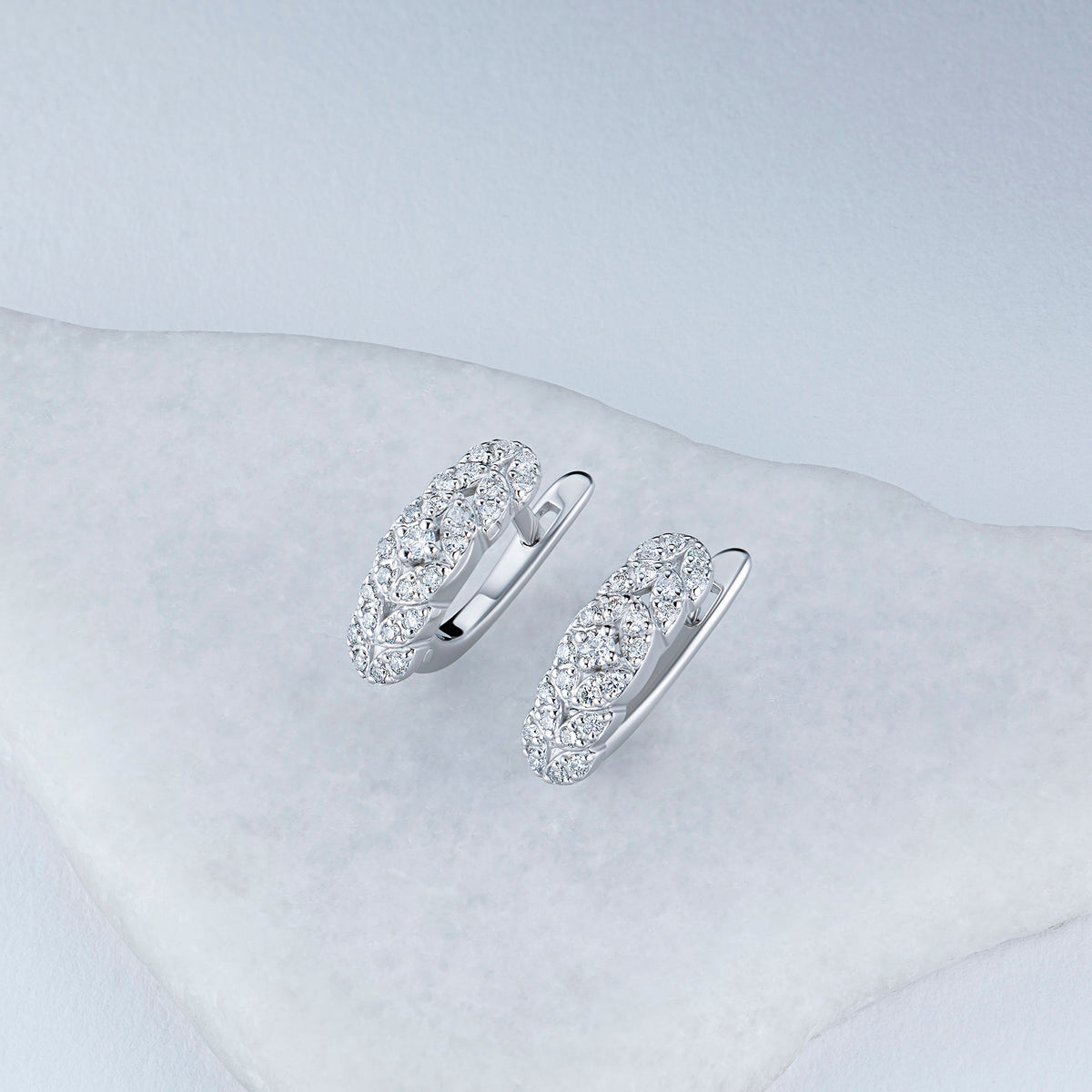 14K White Gold Earrings with Natural Diamonds