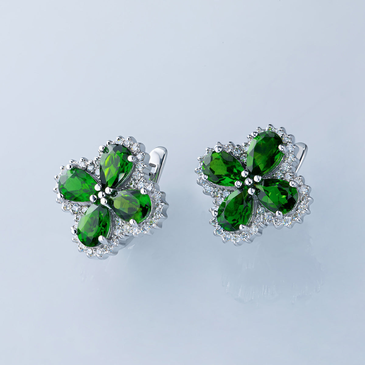 14K White Gold Earrings with Topaz and Natural Diamonds