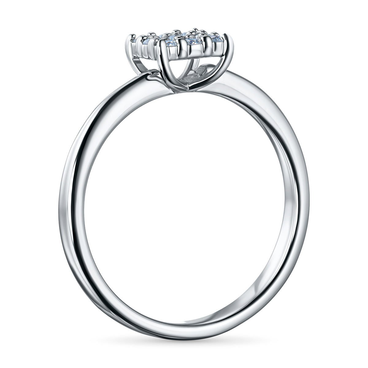 14K White Gold Ring with Natural Diamonds
