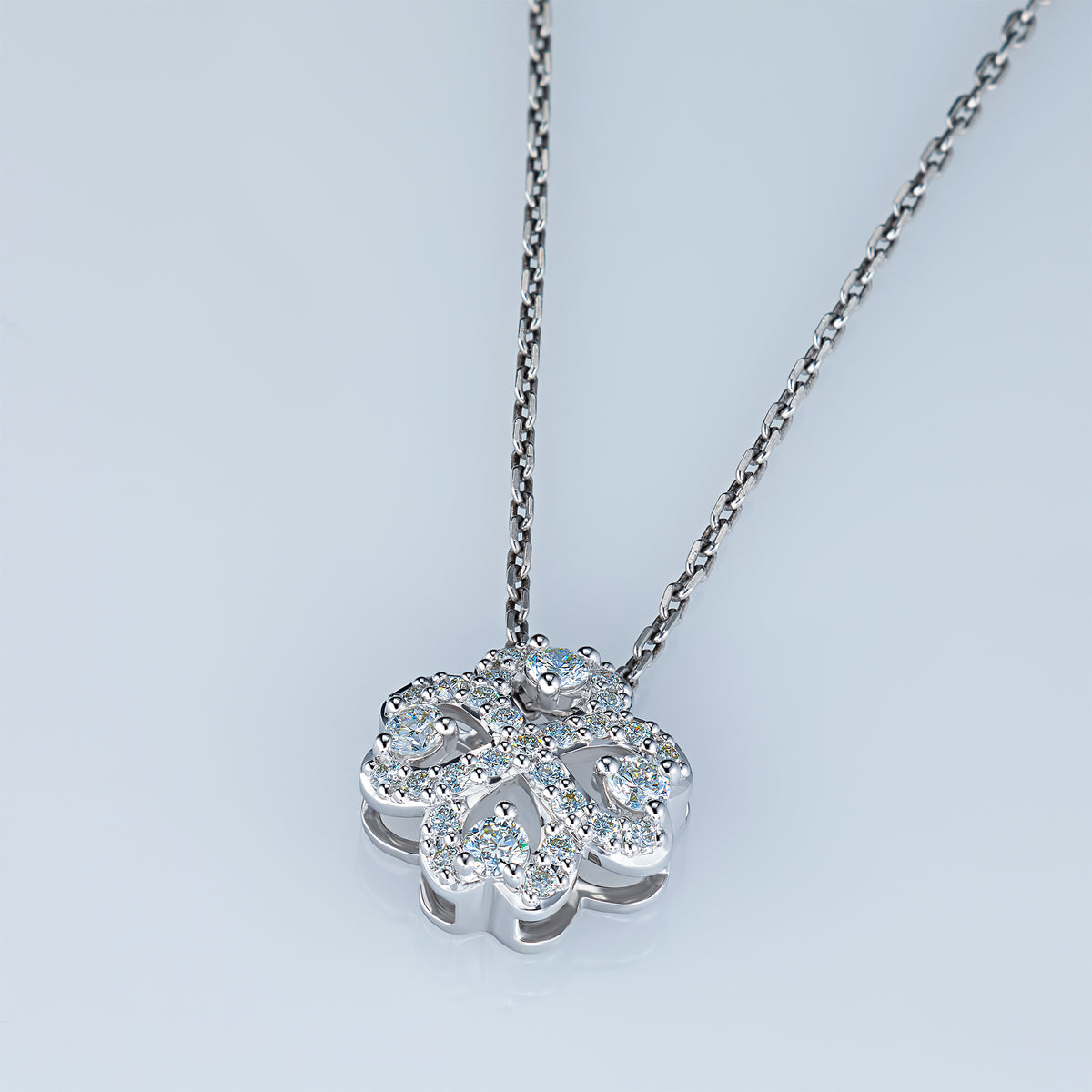 14K White Gold Pendant with Natural Diamonds