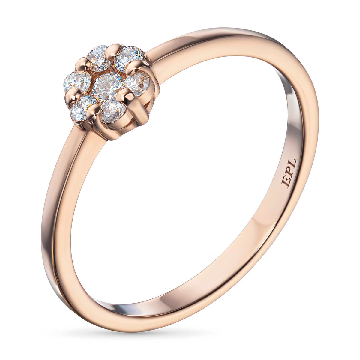 14K Rose Gold Ring with Natural Diamonds