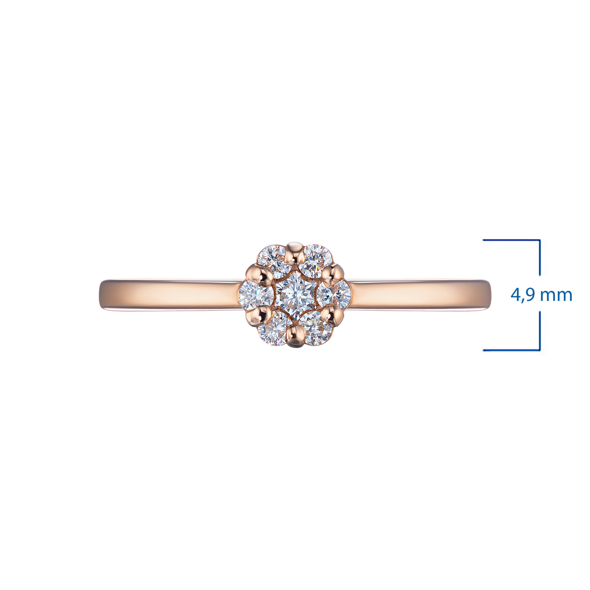 14K Rose Gold Ring with Natural Diamonds
