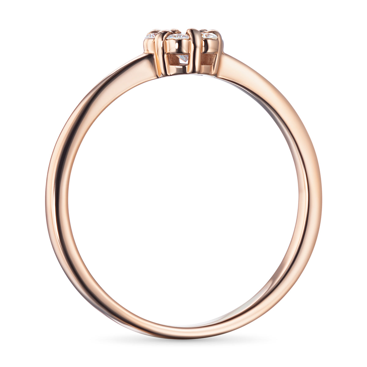 14K Rose Gold Ring with Natural Diamonds
