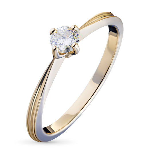 14K Yellow Gold Ring with Natural Diamonds
