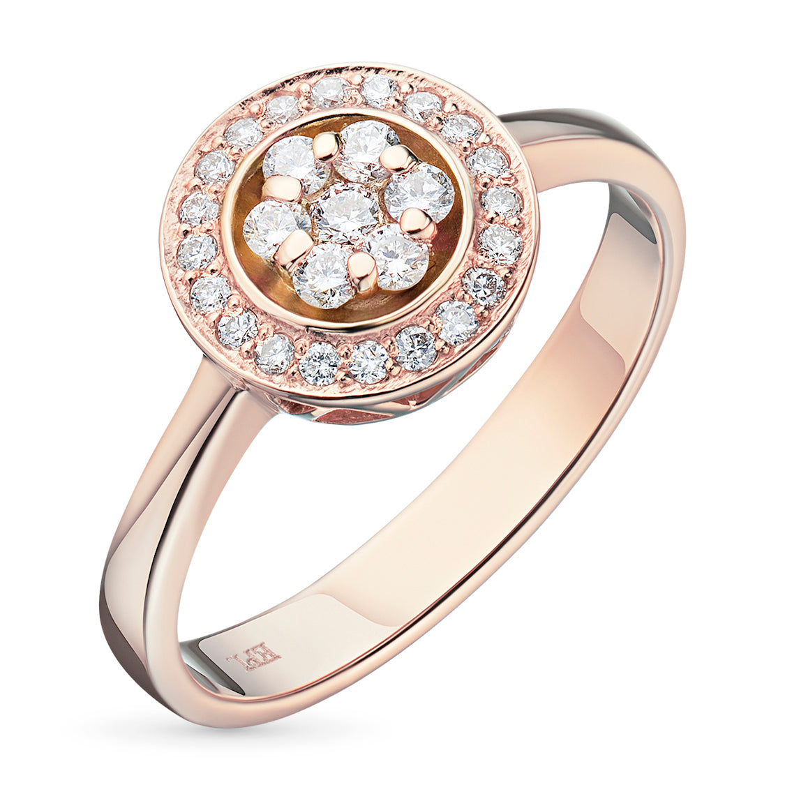 14K Rose Gold Ring with Natural Diamonds