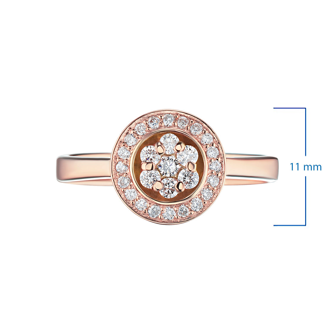 14K Rose Gold Ring with Natural Diamonds