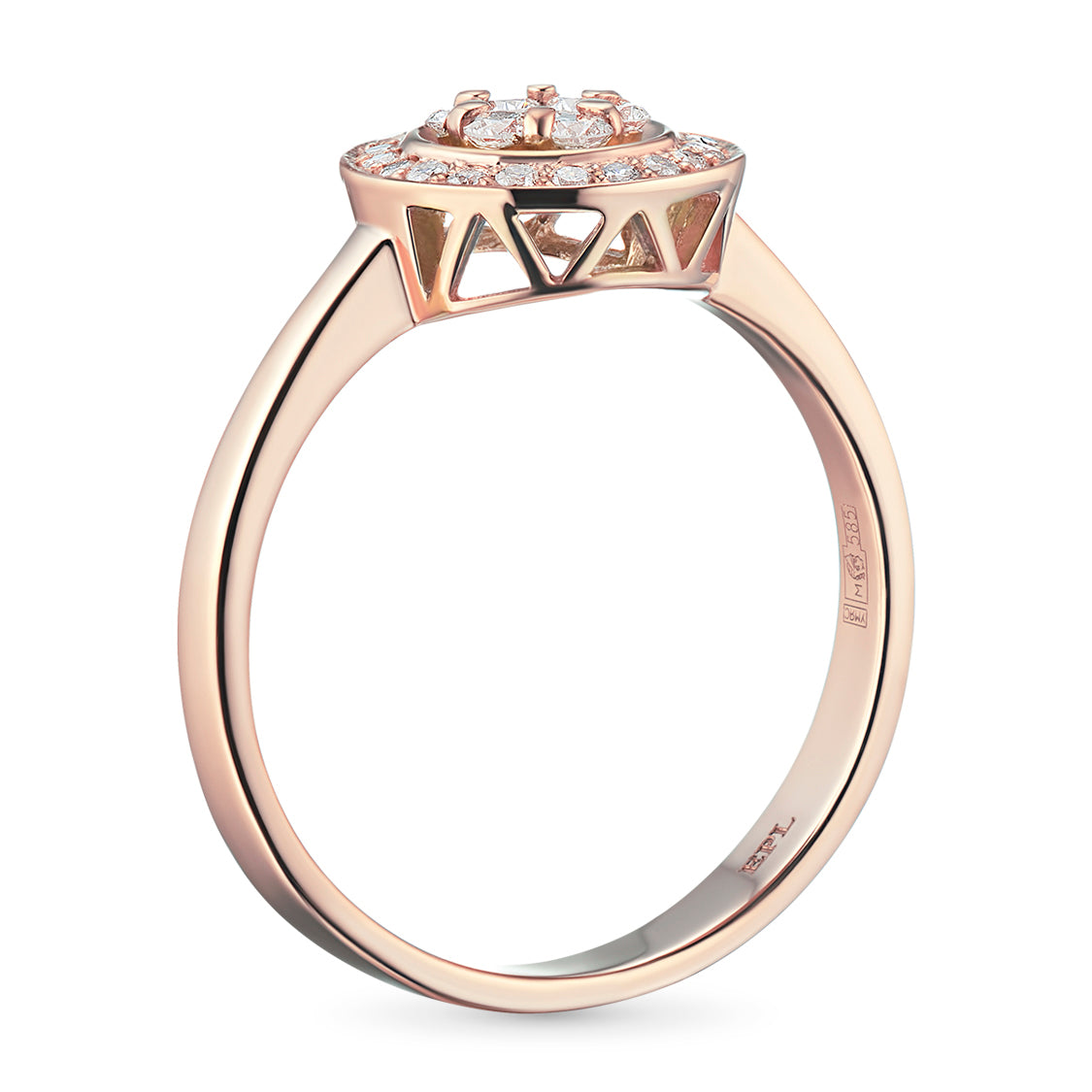 14K Rose Gold Ring with Natural Diamonds