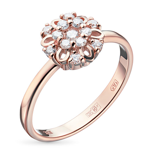 14K Rose Gold Ring with Natural Diamonds
