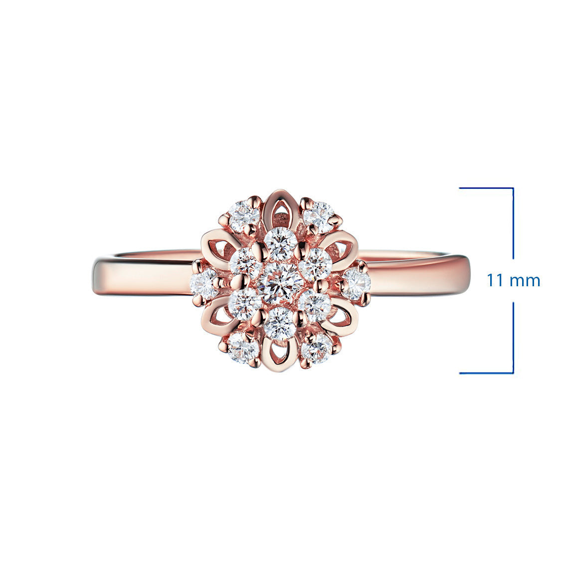 14K Rose Gold Ring with Natural Diamonds