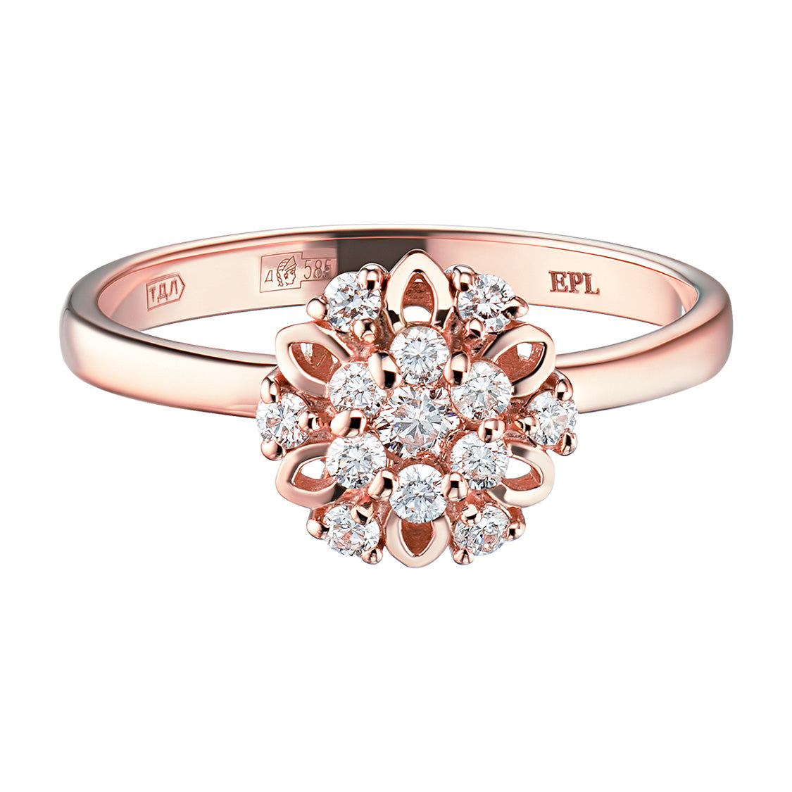 14K Rose Gold Ring with Natural Diamonds
